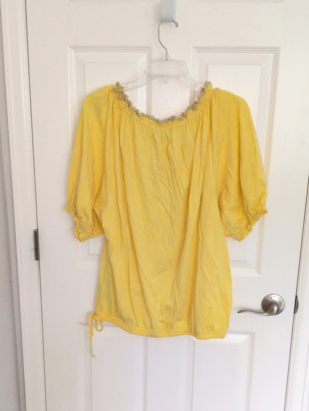 Peter Nygard Yellow Pom Pom Lace Trim Top - XL